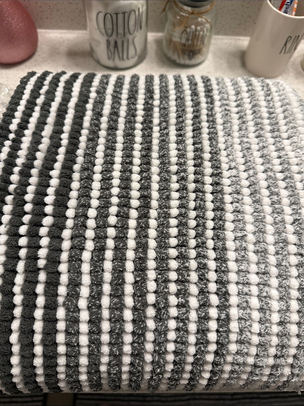 Black and White Striped Accent Rug